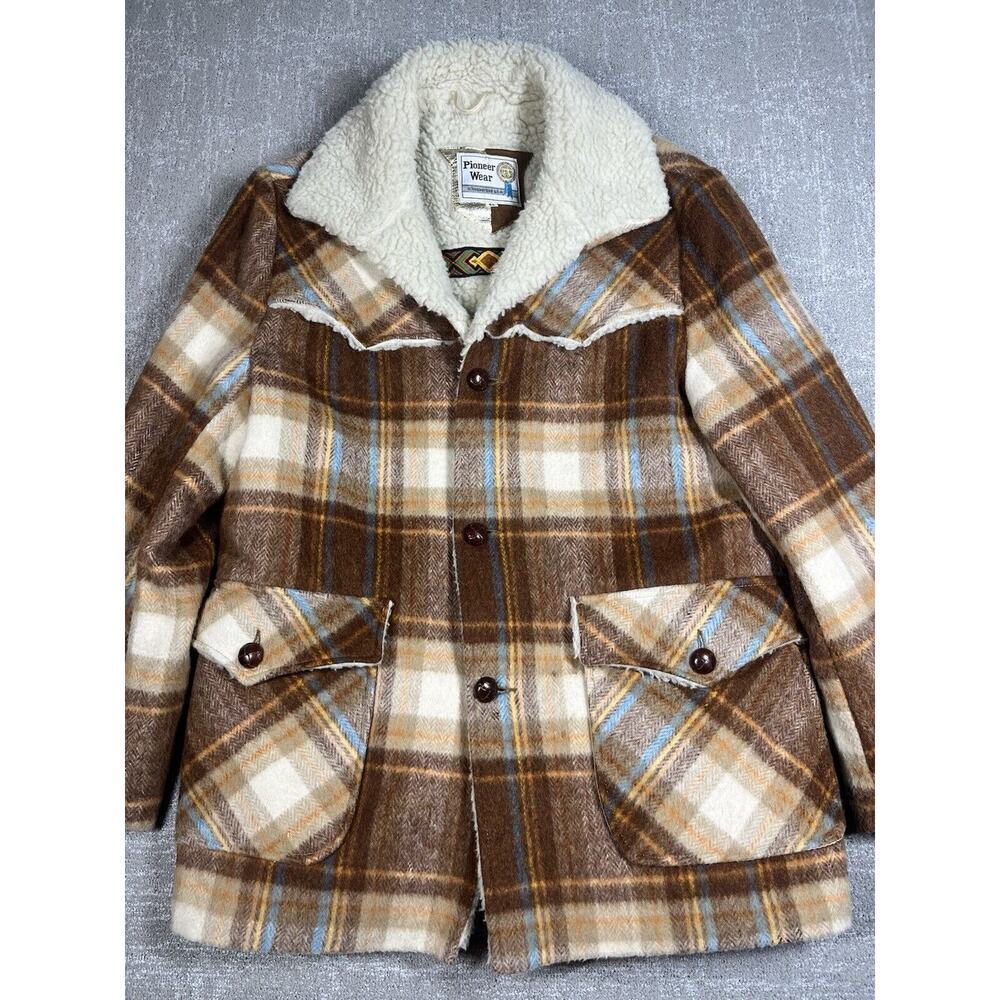 Pioneer Wear Sherpa Lined Western USA Button Down Long Jacket Mens 42